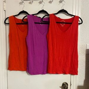 INC Vibrant Women's V-Neck Tops - burnt orange, Purple, Orange Soft material